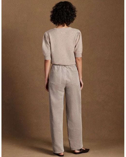Ro&zo White Petite Cappuccino Cord Drawstring Waist Trousers