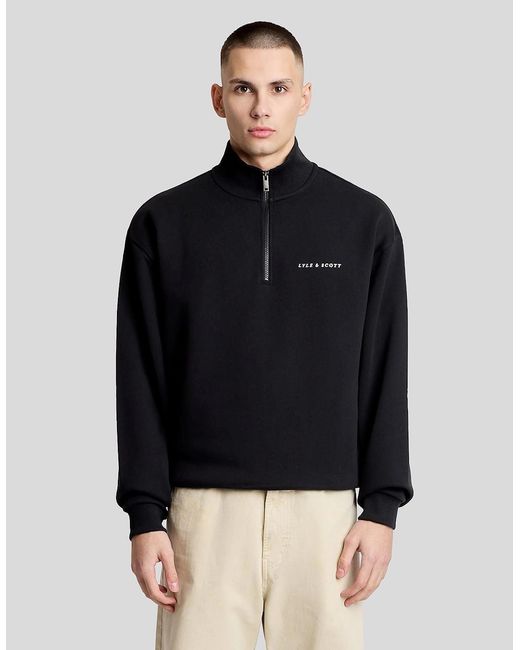 Lyle & Scott Black Heavyweight Script 1/4 Zip Sweatshirt for men