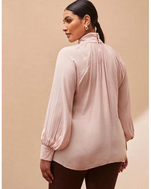 Live Unlimited London Pink Blush Twist High Neck Blouse