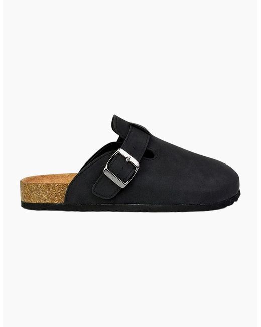 XY London Black Ladies Lucy Cork Slip-On Flat Mules