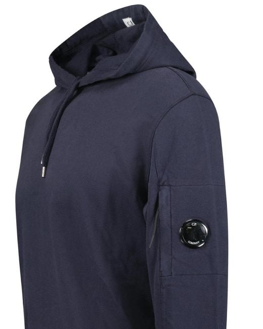 C P Company Blue Hooded Lens Light Fleece Sweatshirt Midnight for men