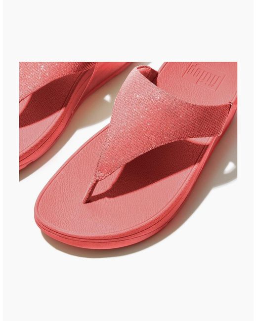 Fitflop Pink Lulu Shimmerlux Polyester Rosy Coral Sandals