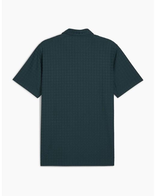 PUMA Blue Mattr Houndstooth Short Sleeve Performance Polo Shirt for men