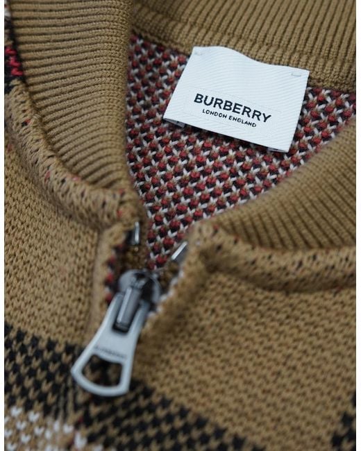 Burberry Multicolor 'Morland' Knitted Wool Bomber Jacket Taupe for men