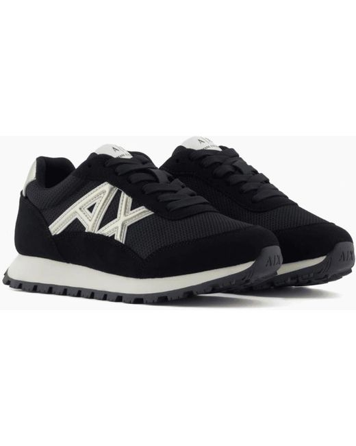 ARMANI EXCHANGE Black Mesh/ Runner Trainer for men