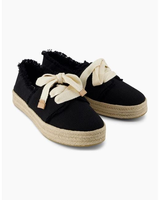 TOMS Black Carolina Espadrille Lace Up Shoes