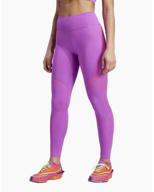 Adidas Purple Solid Patterned Skinny Fit Leggings