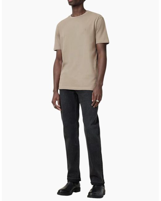 AllSaints Natural T Shirts Lycra Stretch Cotton Crew Neck Short Sleeve Summer Tee for men