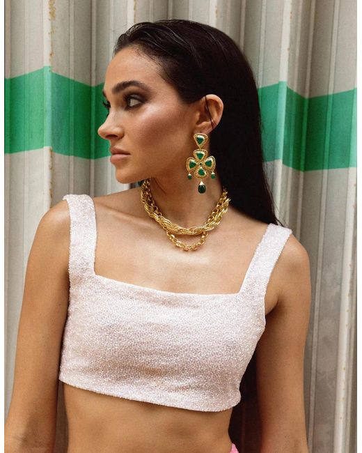 Oceanus Green Marie Hand Beaded Co-Ord Top
