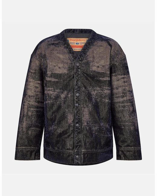 DIESEL Black Solid Patterned Denim Jacket for men