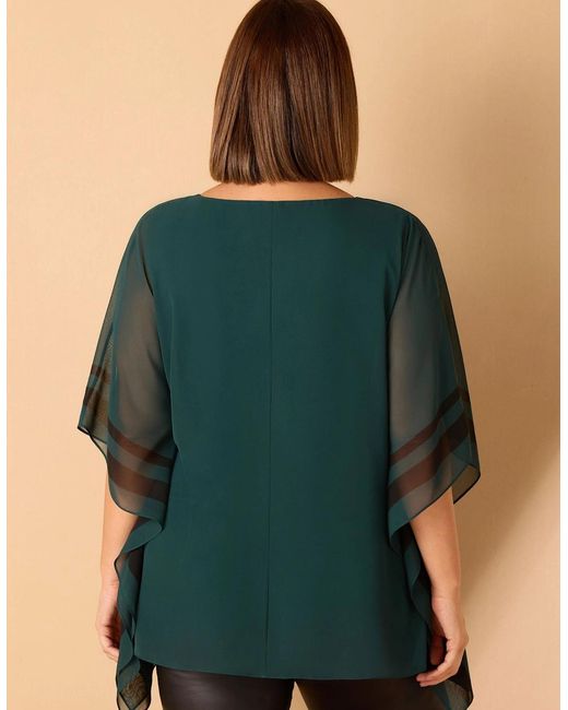 Live Unlimited London Green Contrast Side Stripe Overlay Top