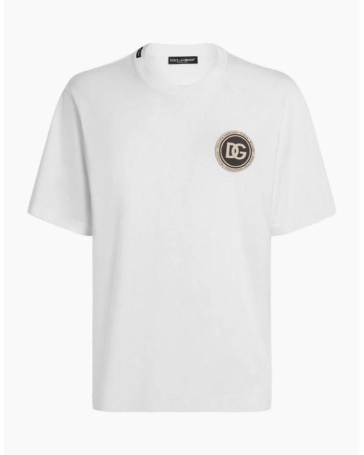 Dolce & Gabbana White T-Shirt With Logo for men