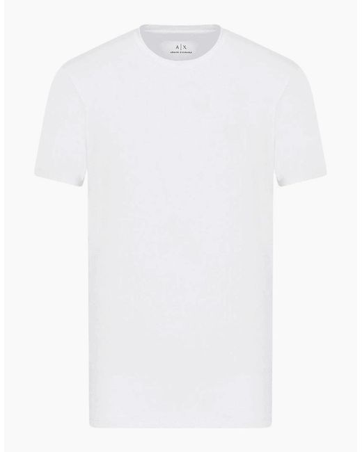 ARMANI EXCHANGE White Cotton Stretch Ring Logo T-Shirt for men