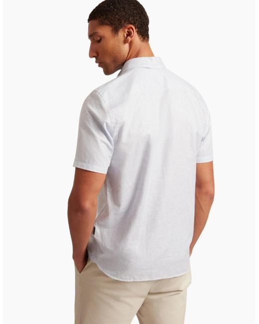 Ted Baker Blue Palomas Pale Linen Shirt for men