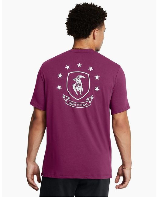 Under Armour Pink Regular Fit Large Genie Text Graphic T-Shirt for men