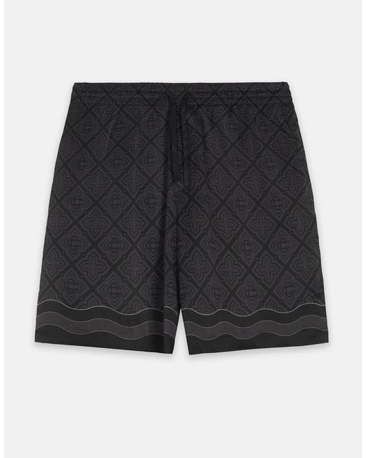 Casablanca Black Satin Radiating Monogram Silk Shorts for men
