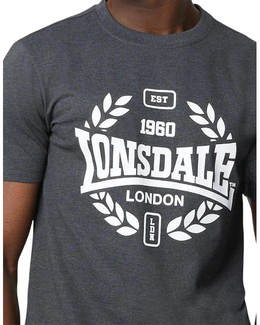Lonsdale Black T Shirts Box Logo Tee Crew Neck Top for men