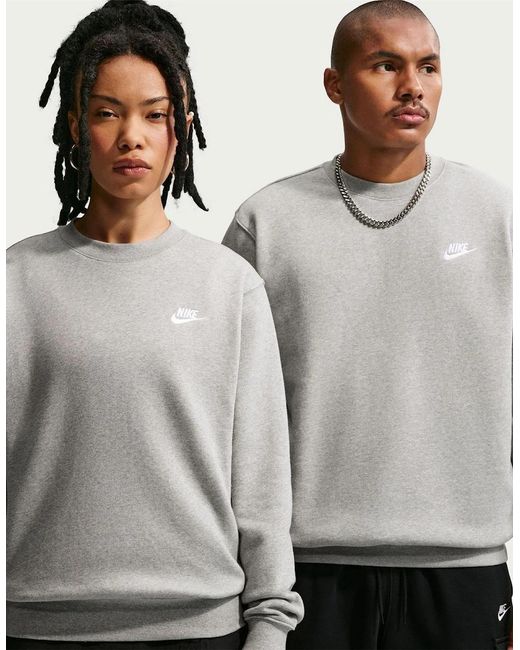 Nike Gray Wordmark Crew Neck Long Sleeve Sweatshirt for men