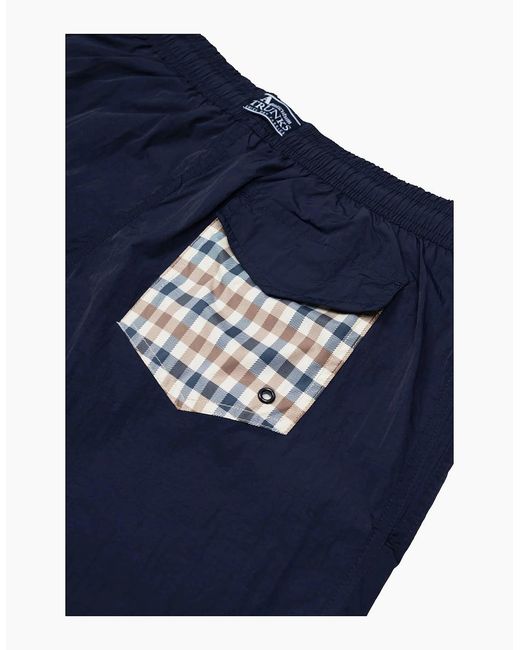 Aquascutum Blue Club Check Pocket Beach Shorts for men
