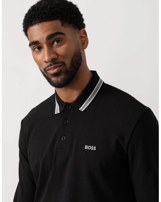 Boss Black Boss Plisy Long Sleeve Polo Shirt for men