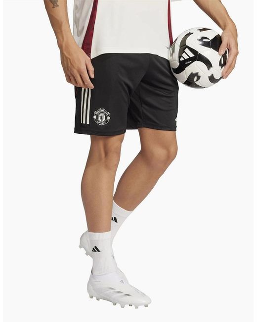 Adidas Black Mufc Solid Patterned Bermuda Shorts for men