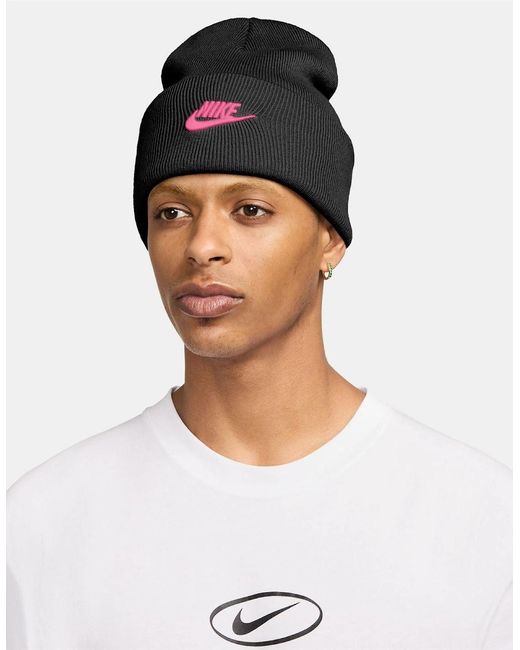 Nike Black Nsw Peak Wordmark Logo Adjustable Cuff Beanie for men