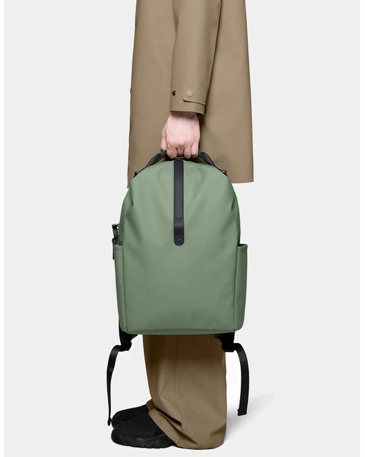 Rains Green Clip Front Backpack