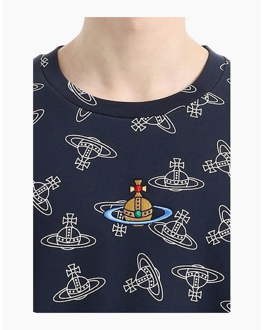 Vivienne Westwood Blue All Over Orb Oversized T-Shirt for men