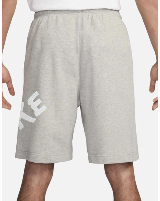 Nike Gray Shorts Club French Terry Cotton Gym Shorts Relaxed Fit Summer Bermuda for men