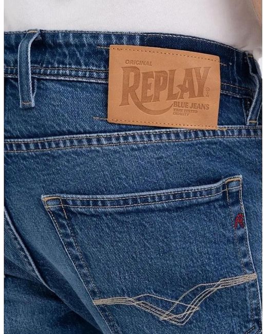 Replay Blue Grover Straight Fit Denim Jeans 009 for men