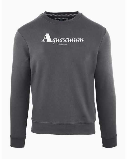 Aquascutum Gray Crew Neck Long Sleeve Sweatshirt for men