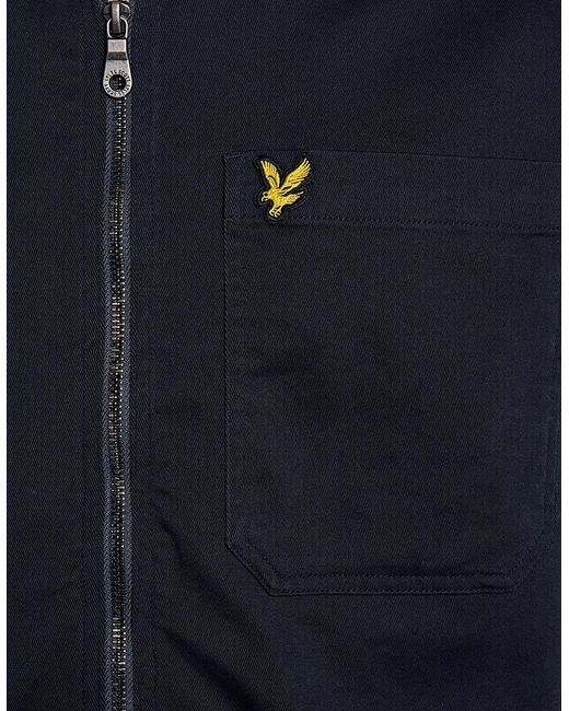Lyle & Scott Blue Lyle & Scott Enzyme Wash Zip Overshirt for men