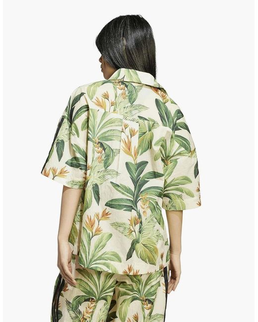 Adidas Natural Farm Floral Buddha Collared Short Sleeve Shirt