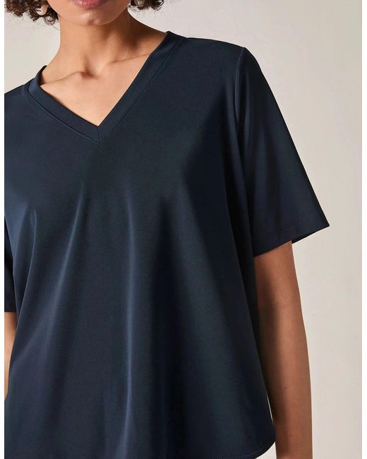 James Lakeland Blue Jersey V-Neck Top