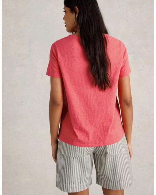 White Stuff Red Abbie Tee Mid Coral