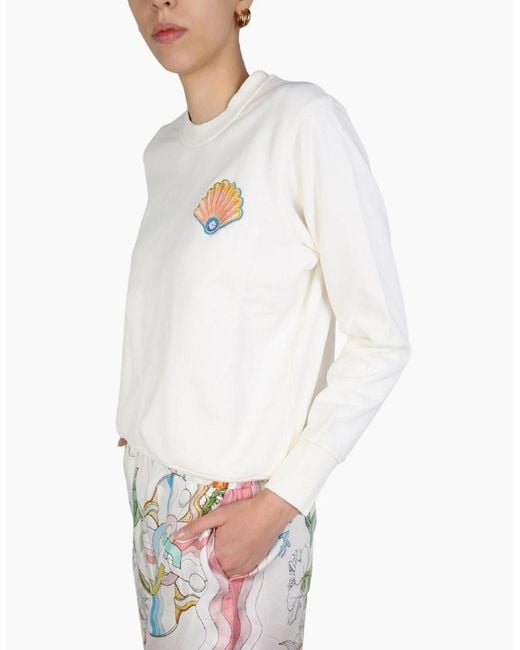 Casablanca White Embroidered Shell Off- Sweatshirts