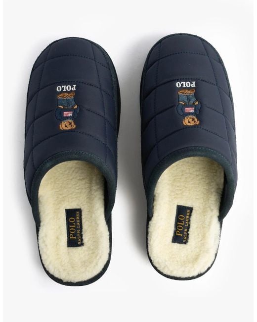 Polo Ralph Lauren Blue Read Bear Mule Slippers for men