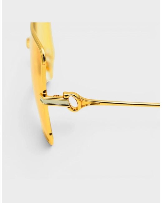 Casablanca Metallic Stainless Steel Square Sunglasses Canary