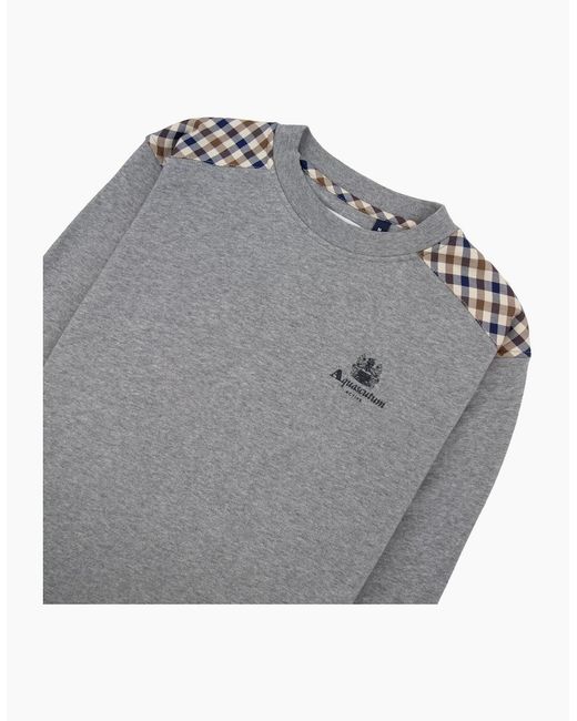 Aquascutum Gray Cc Shoulder Crewneck Fleece Dark Melange 53 for men