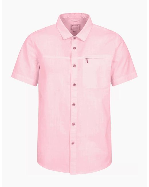 Mountain Warehouse Pink Coconut Slub Short-Sleeved Shirt for men