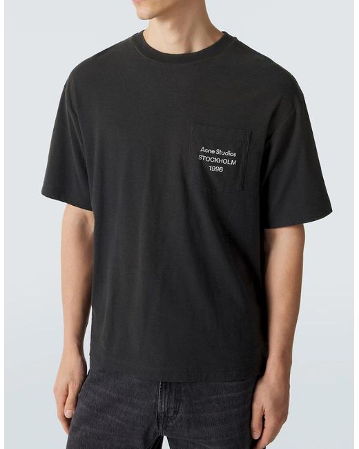 Acne Black Stockholm Logo Pocket T-Shirt for men