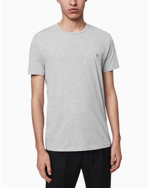 AllSaints Gray All Saints T Shirts Crew Neck Slim Short Sleeve Casual Summer Cotton Tee for men