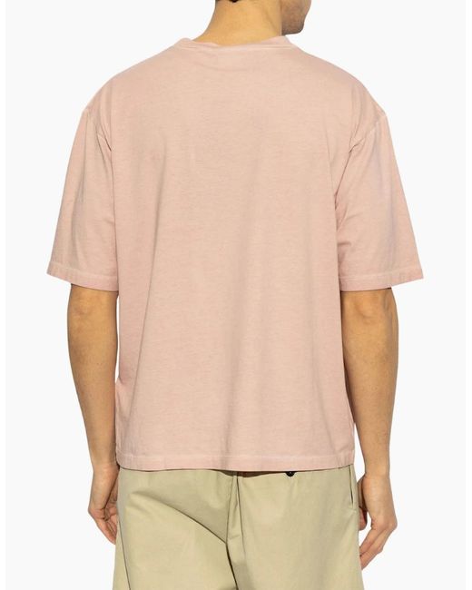 DSquared² Pink Overlay Graphic Loose Fit T-Shirt Dusty Antic Rose for men