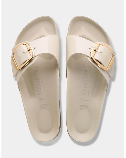 Birkenstock Madrid White Big Buckle Natural Patent Leather Sandals