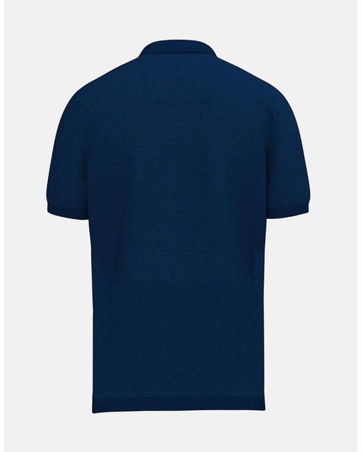 Fynch-Hatton Blue Fine Knit Air Cotton Polo Shirt Midnight for men