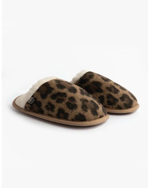 Totes Brown Isotoner Animal Fur Mule Slippers Animal Print