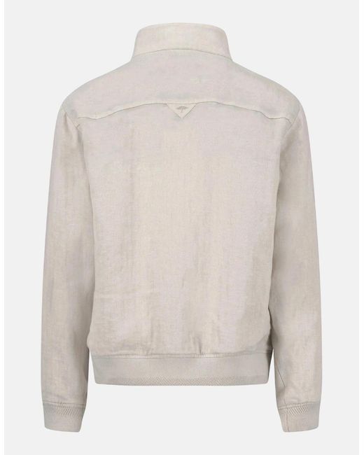 Fynch-Hatton Gray Pure Linen Harrington Jacket Cement for men