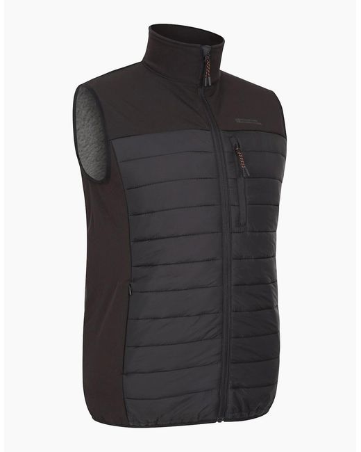 Mountain Warehouse Black Turbine Ii Hybrid Padded Gilet for men