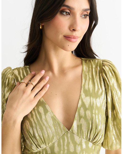 Gini London Metallic Viscose Animal Jacquard Occasion Midi Dress
