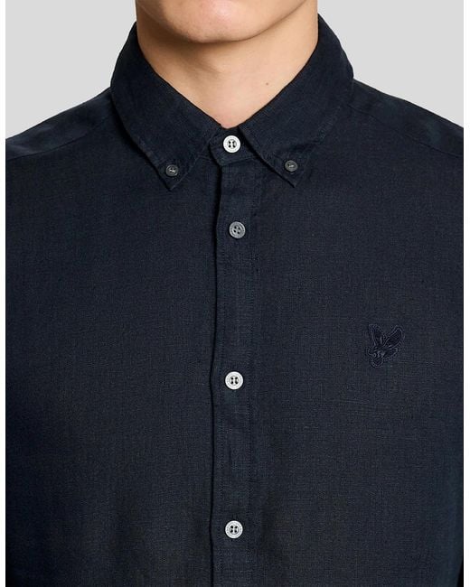 Lyle & Scott Blue Linen Button Down Shirt for men